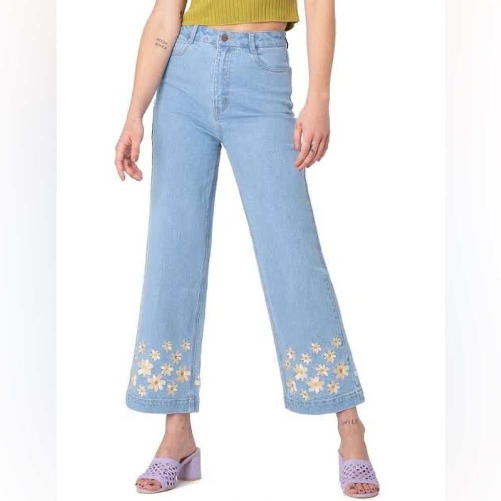 Modcloth Princess Highway Embroidered Jeans, Size 6, Gently Used